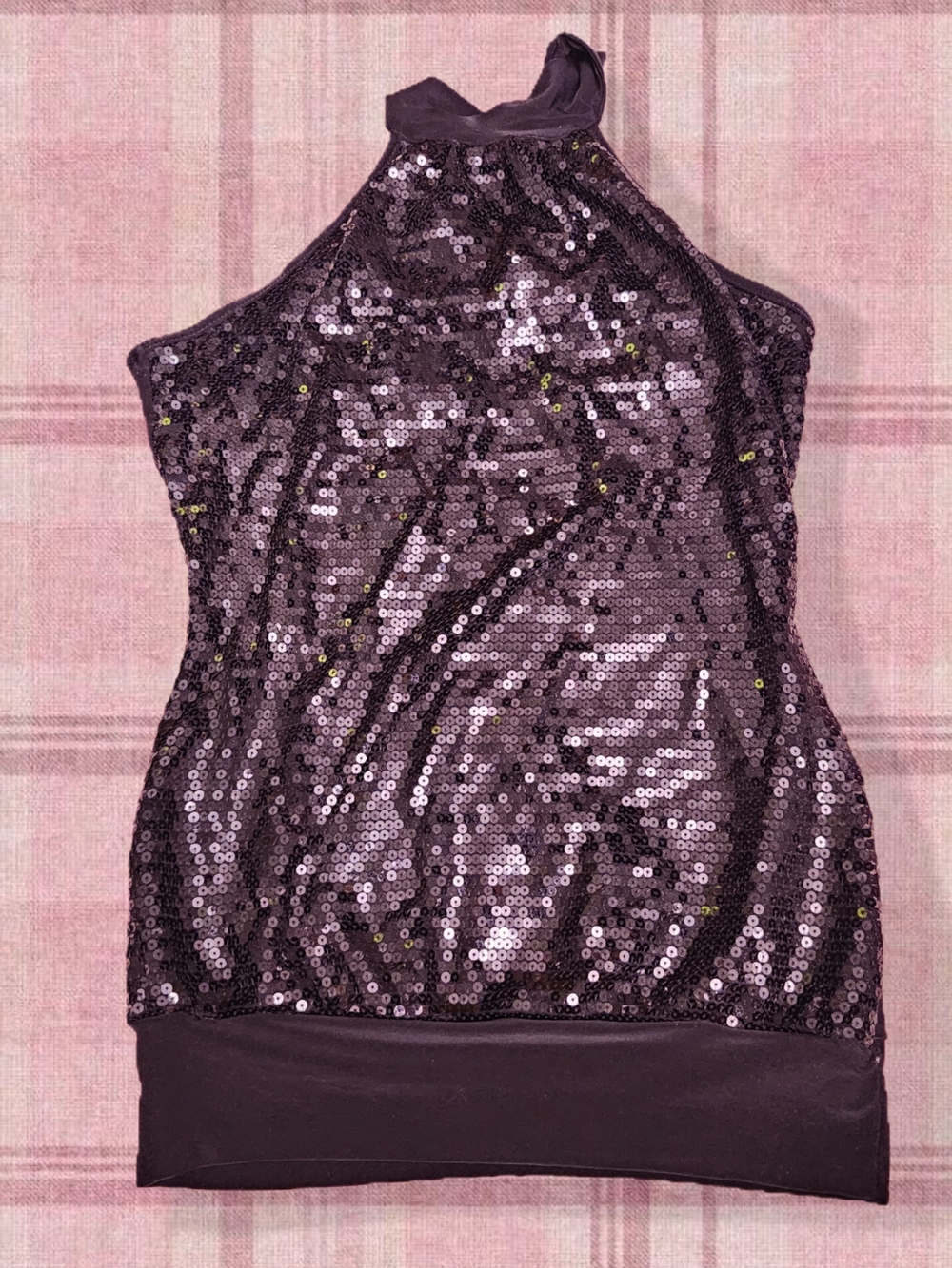Body Central Sequin Halter Tank - Black